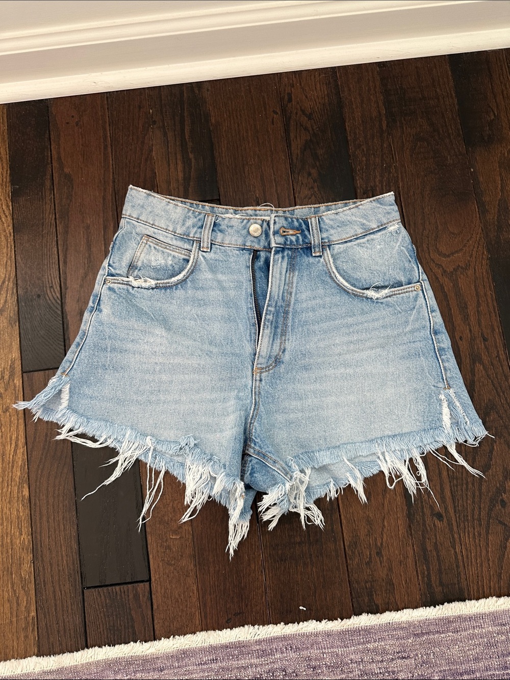 High-Waist Light Wash Denim Shorts